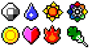 Pixel Art: Kanto Gym Badges.