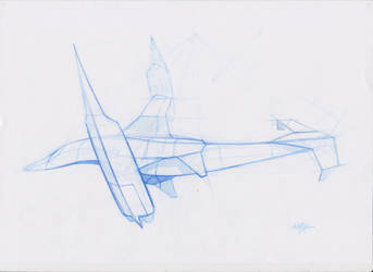 Fantasy VTOL side view sketch