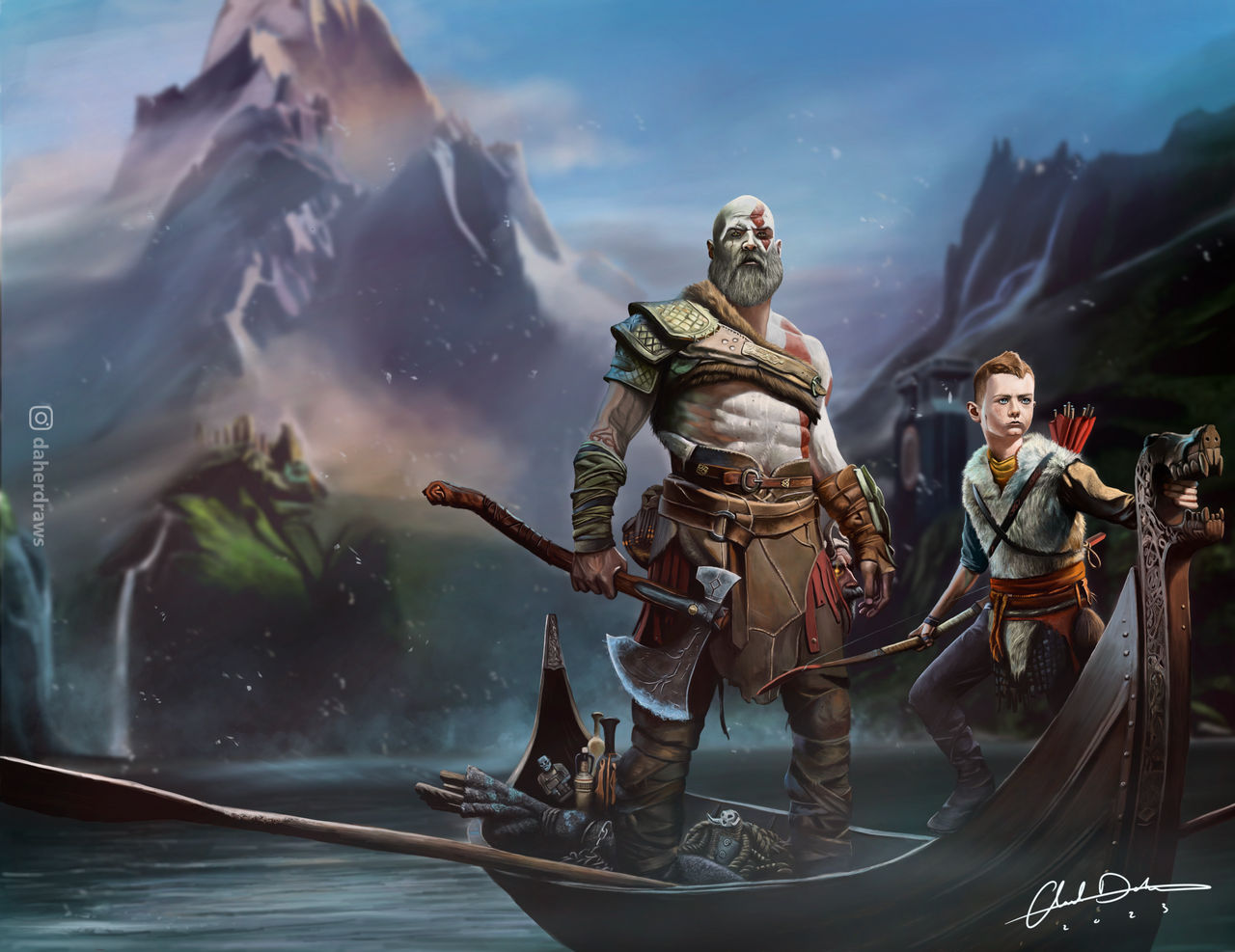 Kratos And Atreus God Of War Digital Painting By Ahmadaher On DeviantArt kratos-and-atreus-god-of-war-digital-painting-by-ahmadaher-on-deviantart