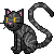 Cat Icon -- Black Cat Facing Left