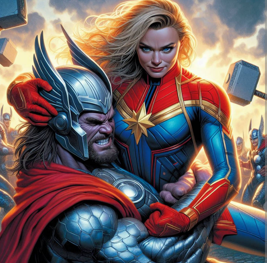 Captain Marvel vs Thor - Almost Over for Thor by ivandrago186 on DeviantArt