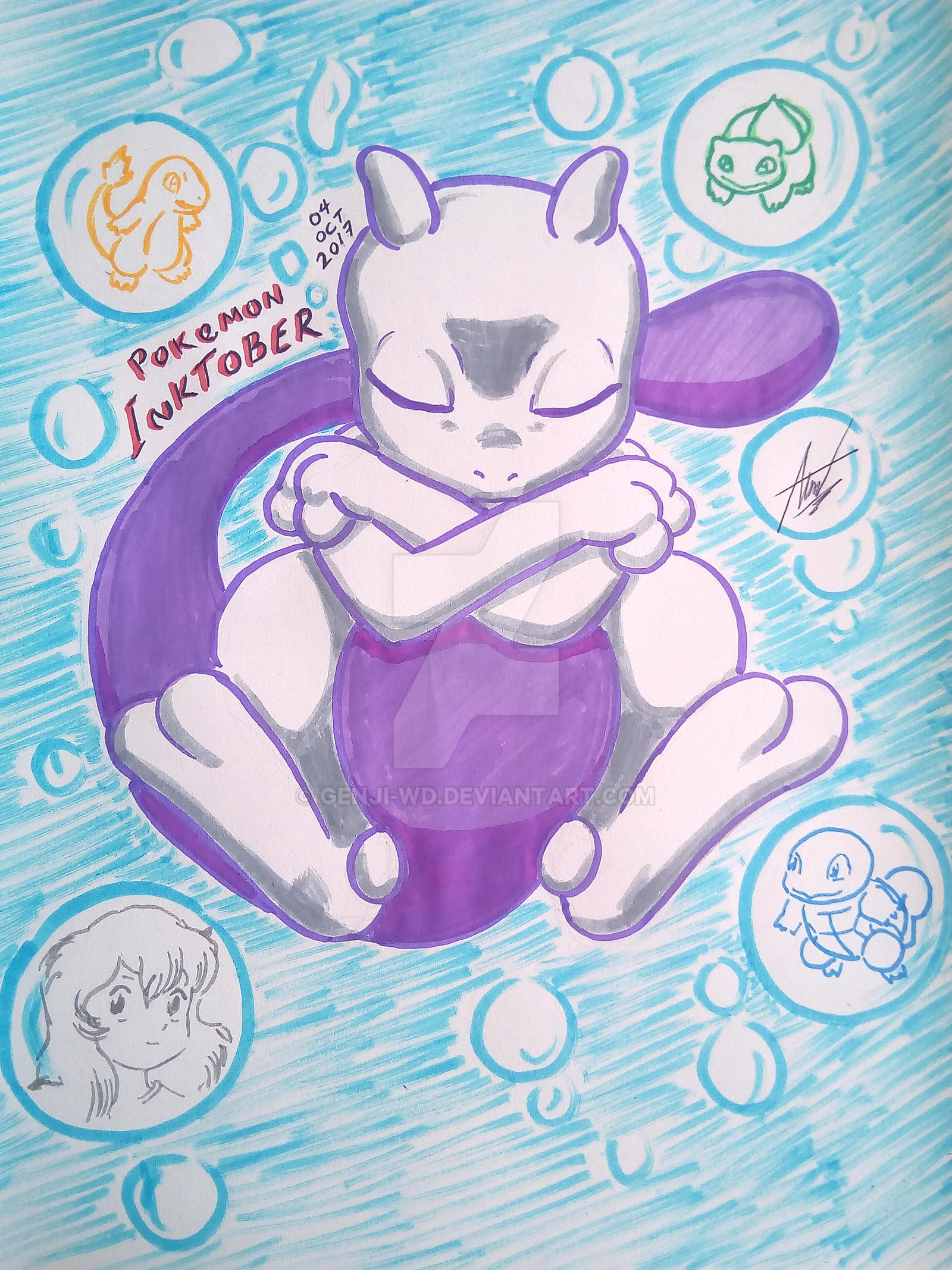 Mewtwo Inktober day 4