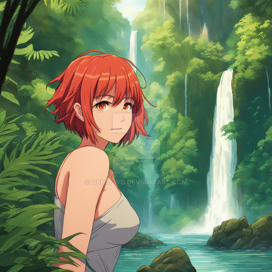 Red hair girl in forest