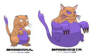 Mongooul and Manghosta (Fakemon designs)
