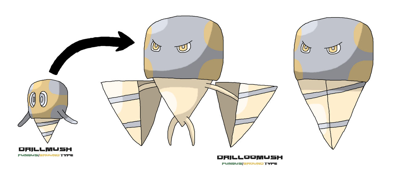 Drillmush and Drilloomush (Fakemon Designs) by ericgl1996 on DeviantArt