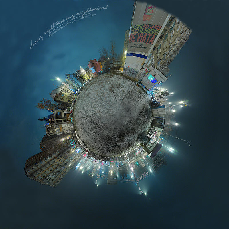 Snowy night - Tiny Planet v1 by vxside