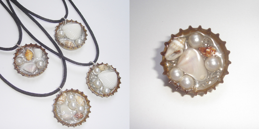 Seashell bottlecap Jewelry