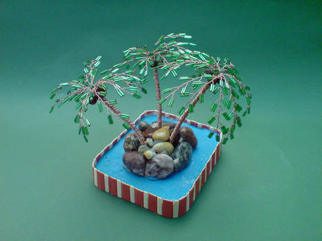 Bonsai Wire Tree Sculpture Beaded Palm