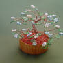 Bonsai Wire Tree Sculpture Beaded Flowers