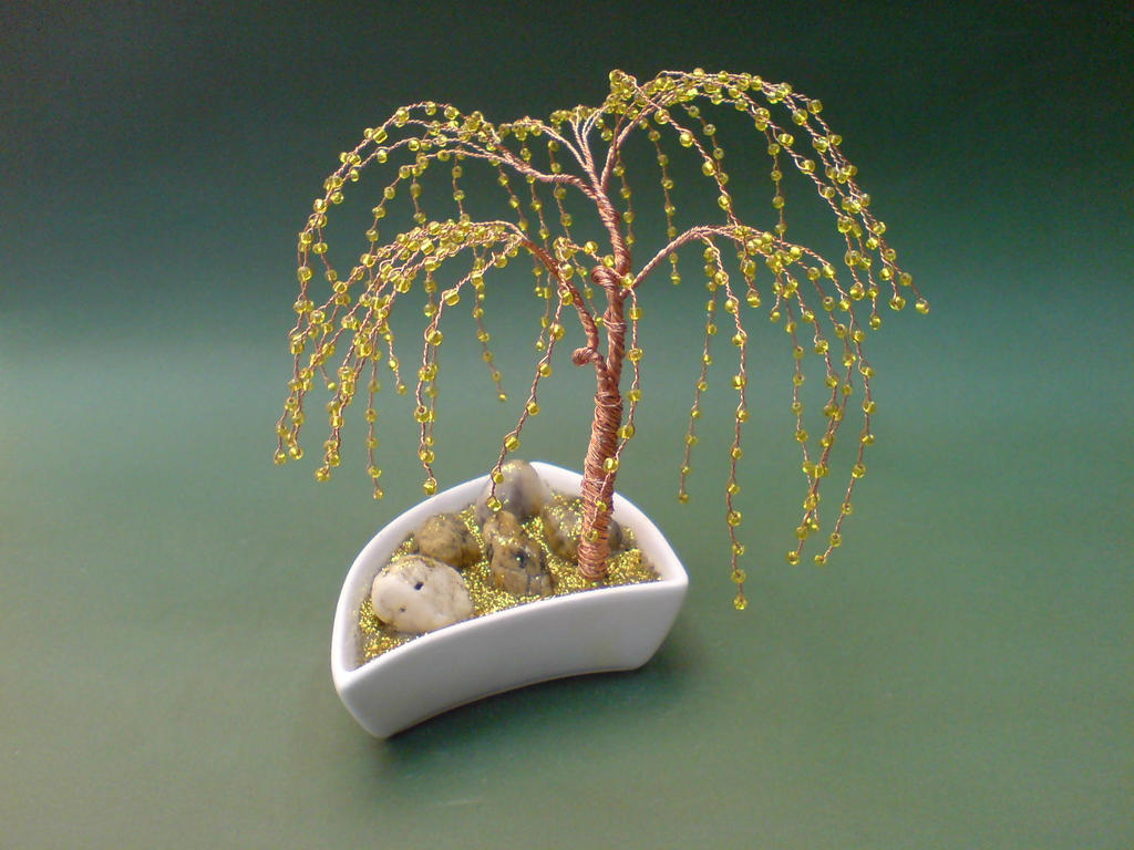 Bonsai Wire Tree Sculpture Beaded Willow