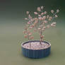 Bonsai Wire Tree Sculpture Silver Beaded