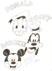 Donald, Goofy, and Mickey