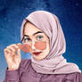 Hijab Potrait Vexel Art Illustration