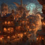 gogsi A bustling steampunk metropolis with dragons