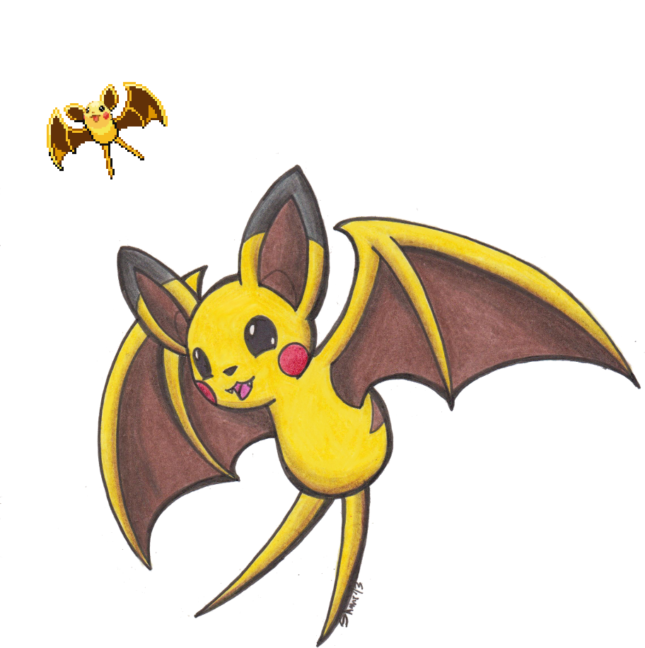 Pokemon Fusion - Pikabat by Sea-Salt