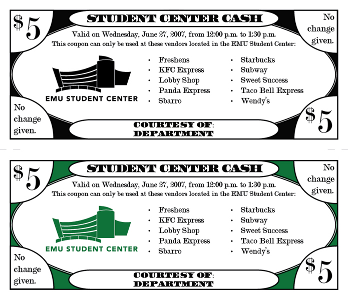 EMU Student Center Cash