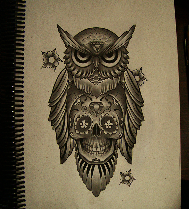 owl mexican skull