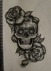 skull and roses