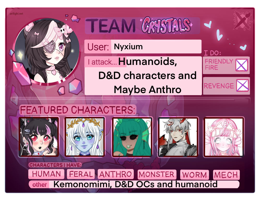 Art fight 2025 Team Crystals! by Nyxium on DeviantArt