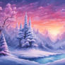 DreamUp Creation - Vibrant Winter Pine Forest 