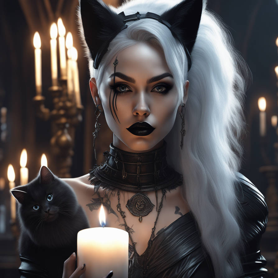 Goth Beauty Girl with Cat by Zari93 on DeviantArt