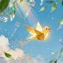The Golden Origami Dove of the Prism Canopy
