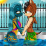 Romantic Time in the Pool (Colored)