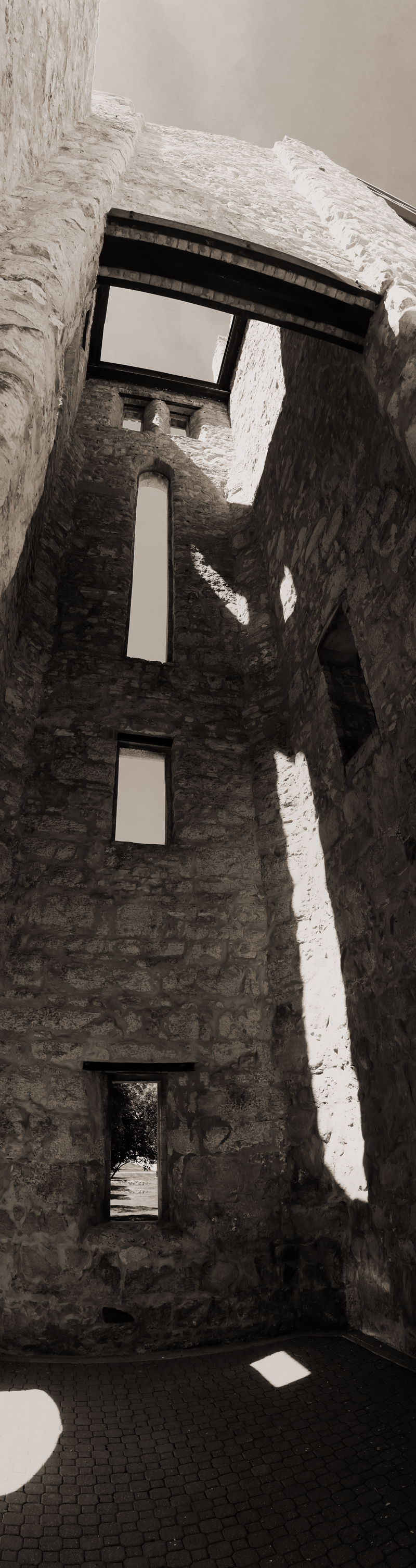 St Boniface Cathedral Belltower 6 Pic Panorama BW