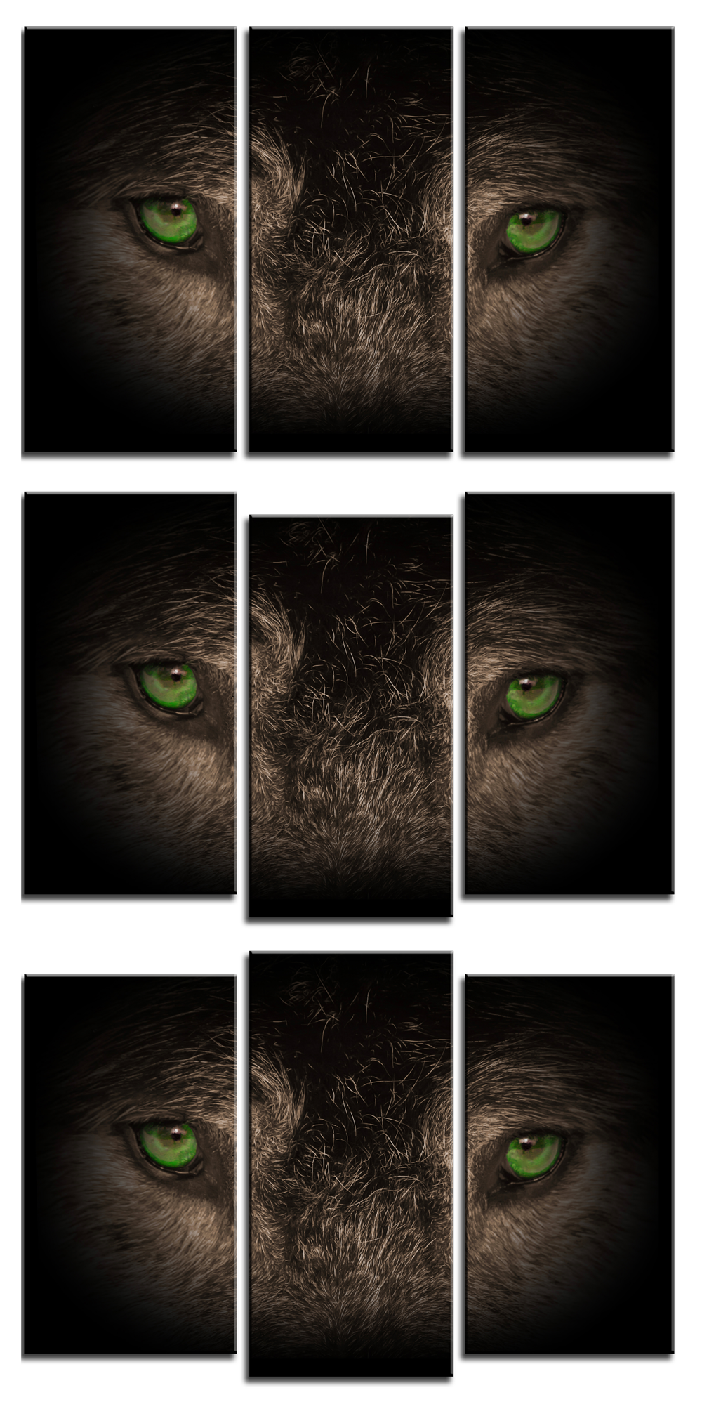 Wolf Eyes 3 Panel Canvas - 3 Versions