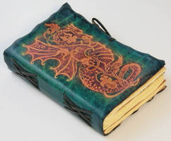 Blue Leather Journal With red dragon