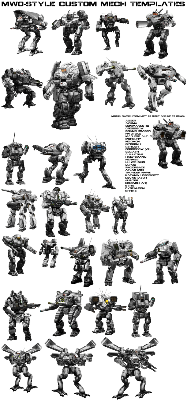 MWO-style mechs by hrlfg on DeviantArt