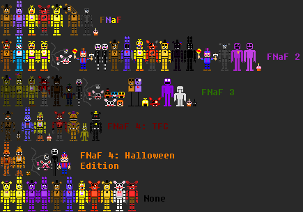Five Nights at Freddy's animatronics sprites by Chaosian01