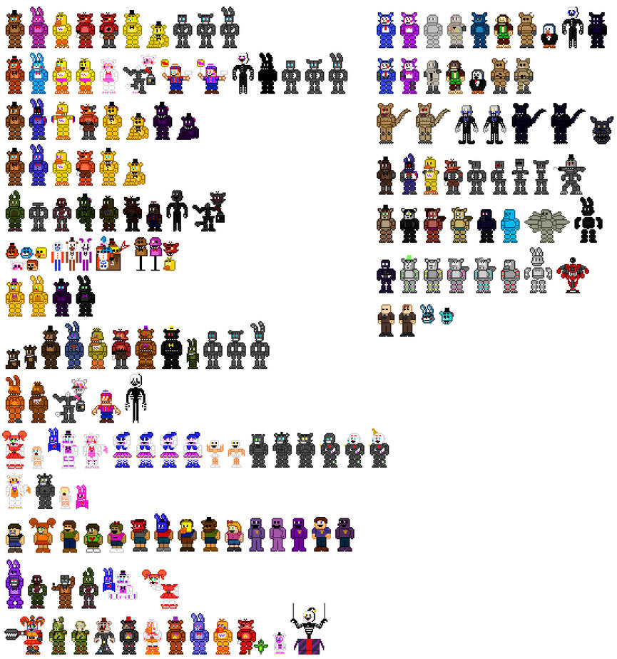 Stylized FNaF Sprites (Canon + Fan Games) by DaHooplerzMan on DeviantArt