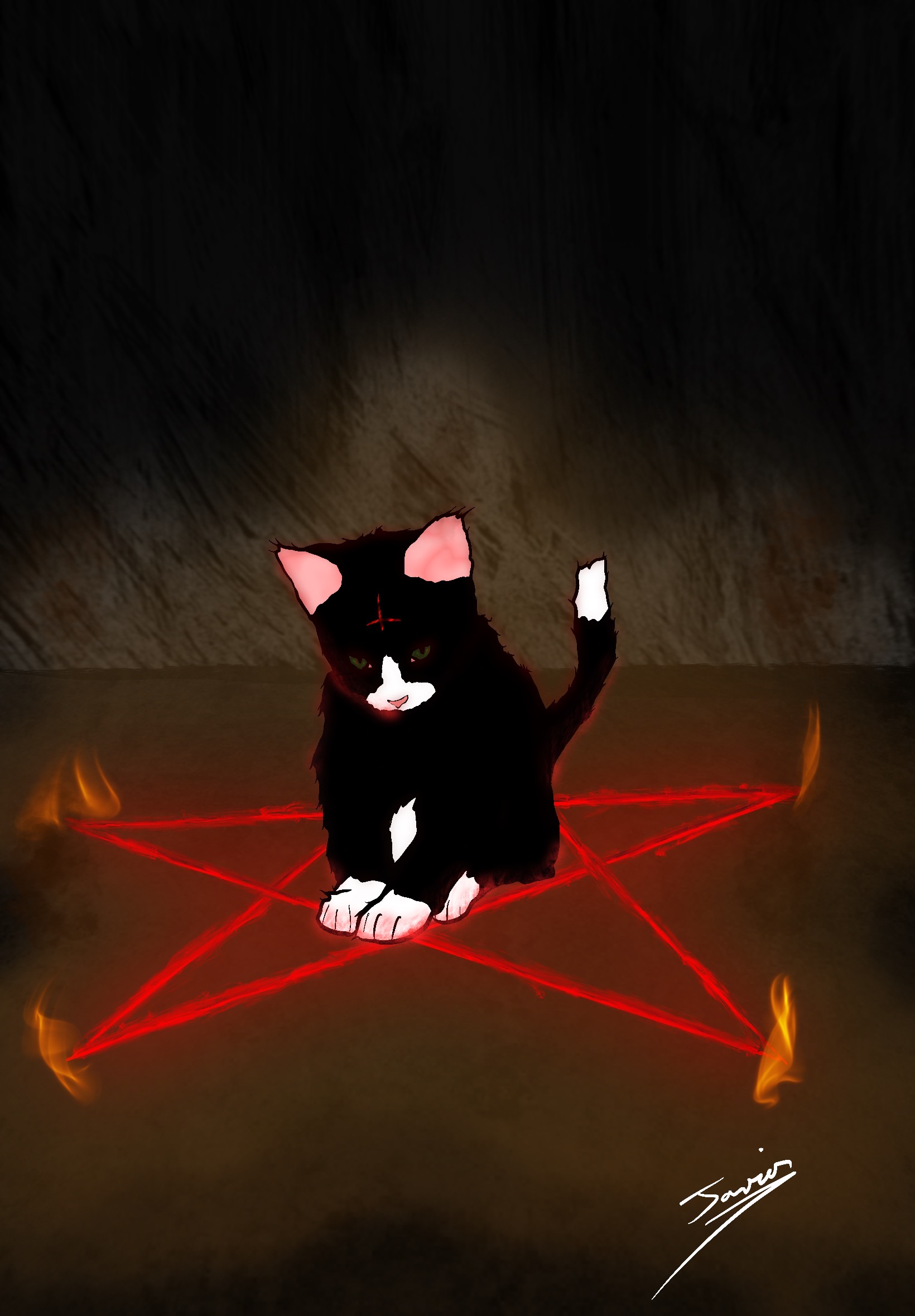 Satan Cat Exploding Satanic Cat by CatiricalChronicles on DeviantArt