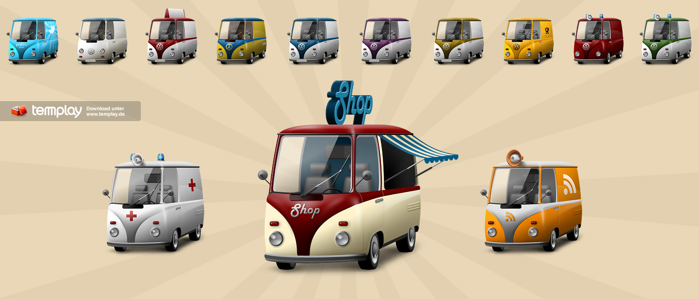 Retro Bulli Icon Set