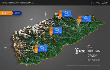 Weather Map of Bhutan - 3D Map Generator - Atlas