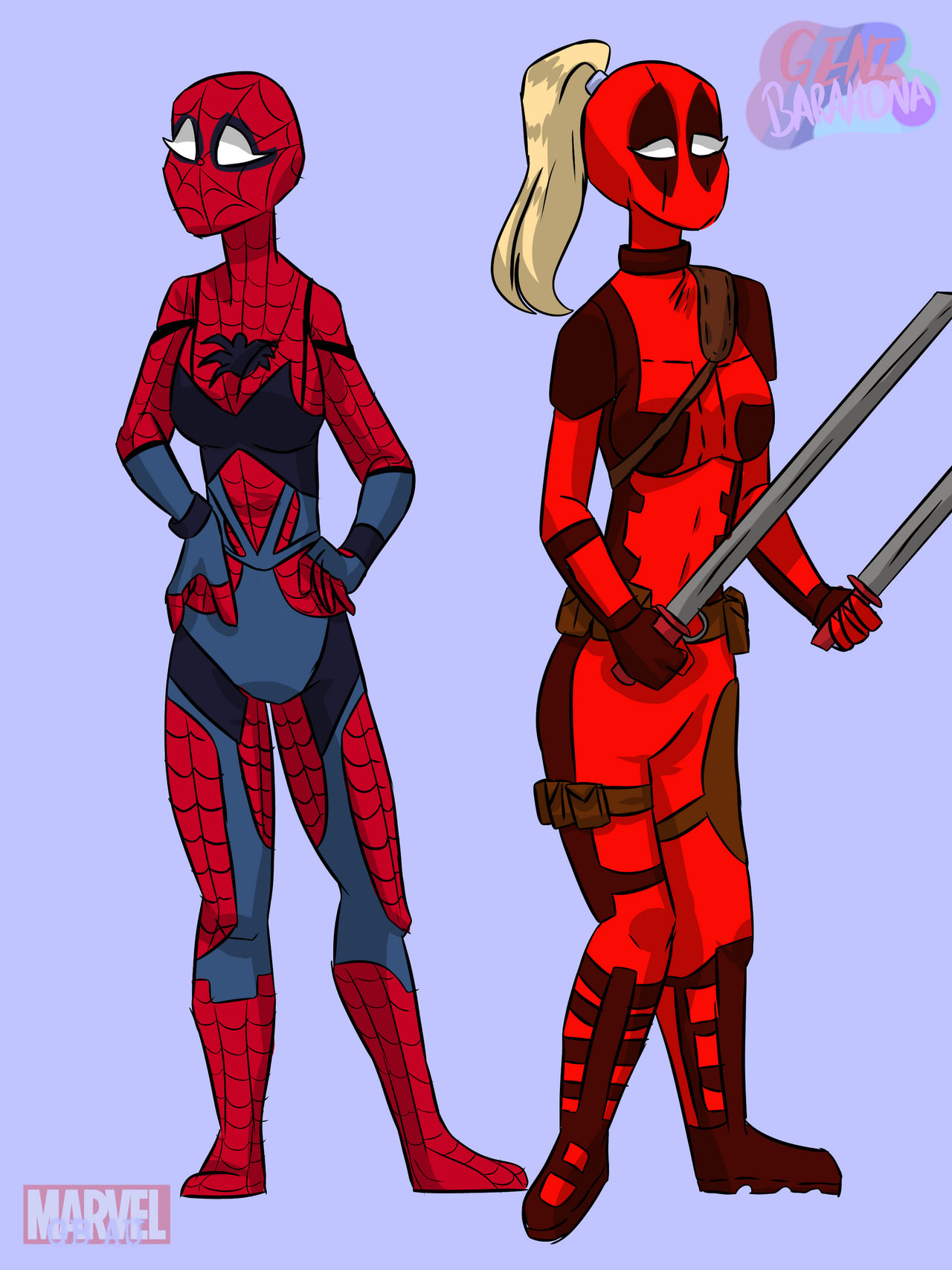 Gender-Bent Spiderman and Deadpool by FuntimeGeni on DeviantArt