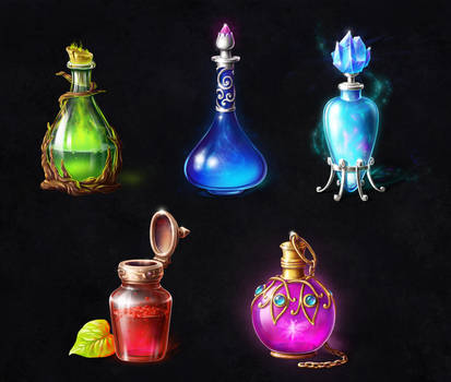 Magic potion bottles