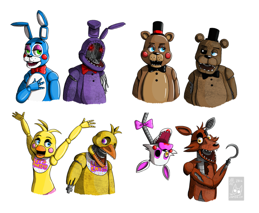 Fnaf Old And New By The Z0mbie Cat-d83zk75 by FNAF-123 on DeviantArt