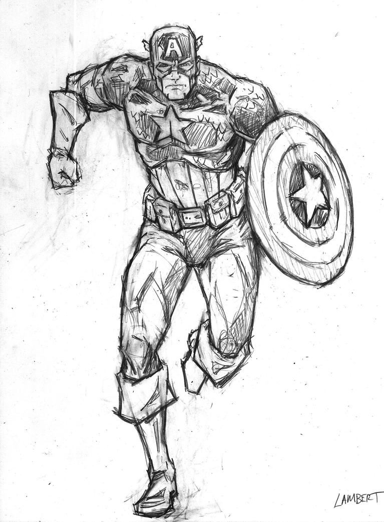 Рисунки карандашом Марвел Капитан Америка