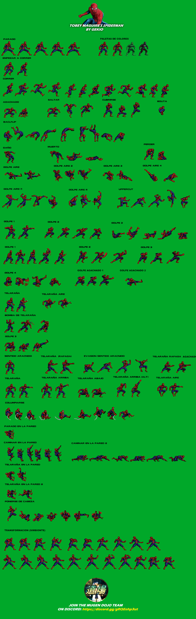 Spiderman (Raimi) JUS Sprite Sheet By Gekio by Gekiosan on DeviantArt