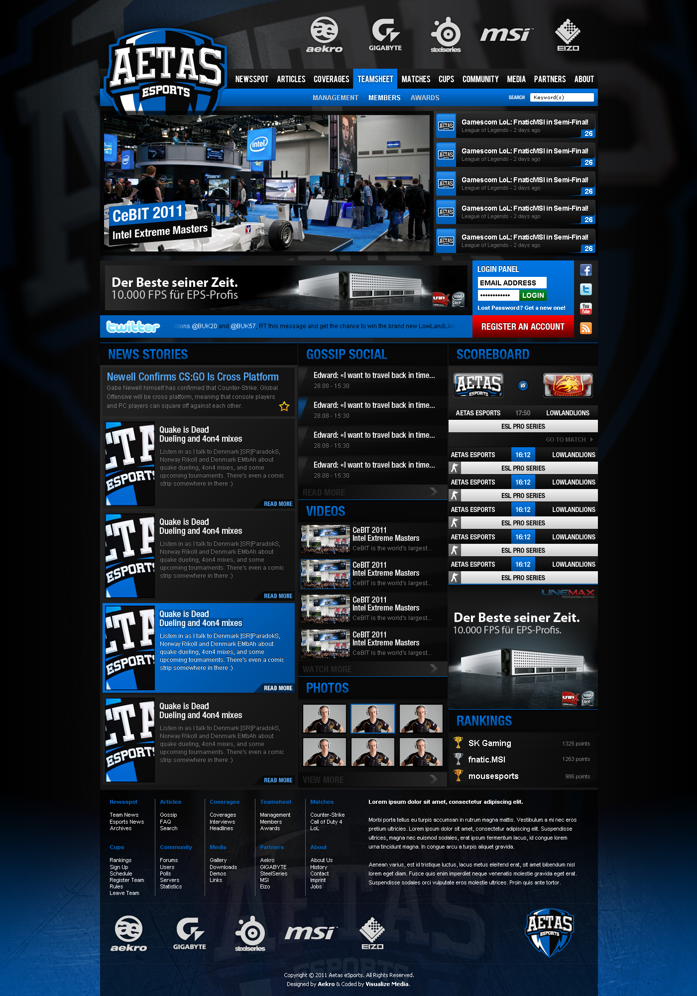 Aetas eSports Web Layout 2011