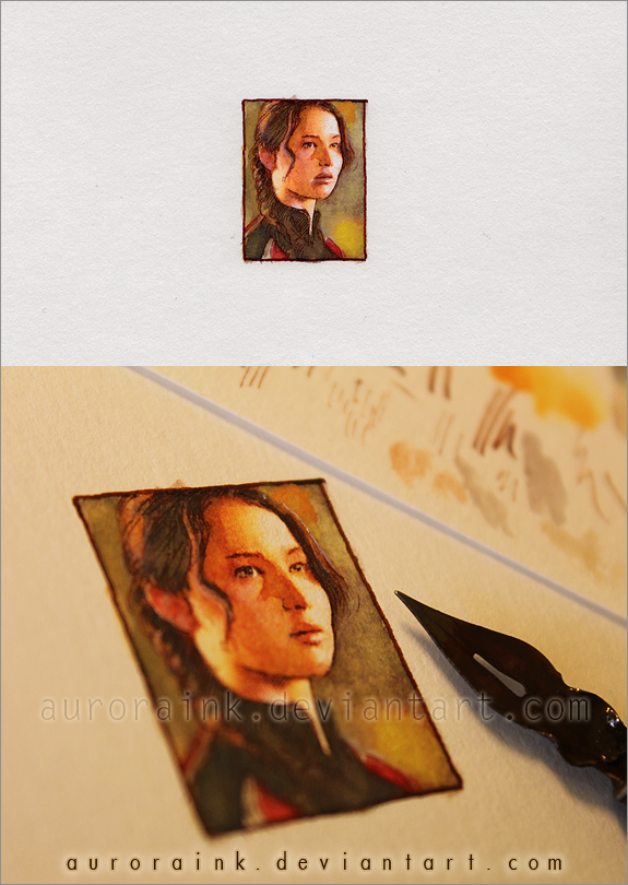 The Hunger Games - Miniature watercolor painting by RoryonaRainbow