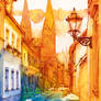 The Oldest City Street - ARCHITECTURE Watercolor