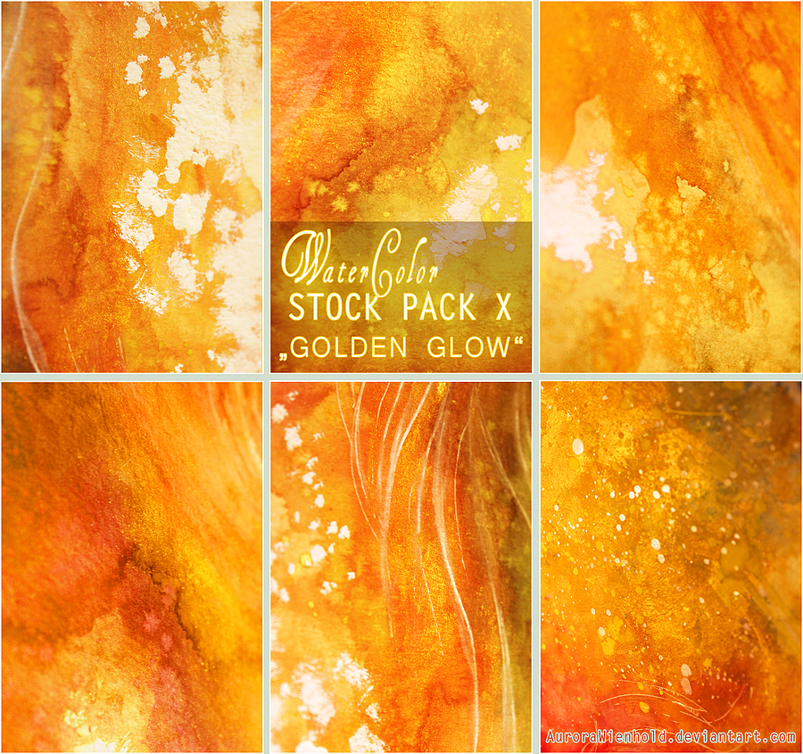 GOLDEN GLOW - WATERCOLOR STOCK PACK X by RoryonaRainbow