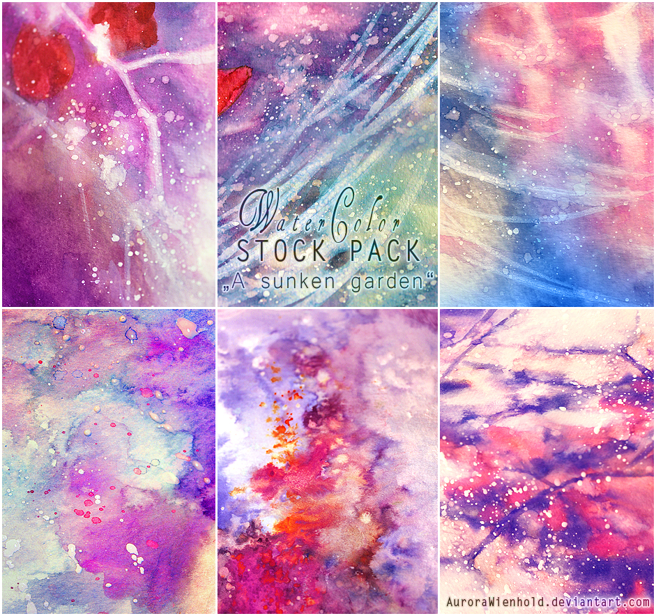 A sunken garden - WATERCOLOR STOCK PACK by RoryonaRainbow