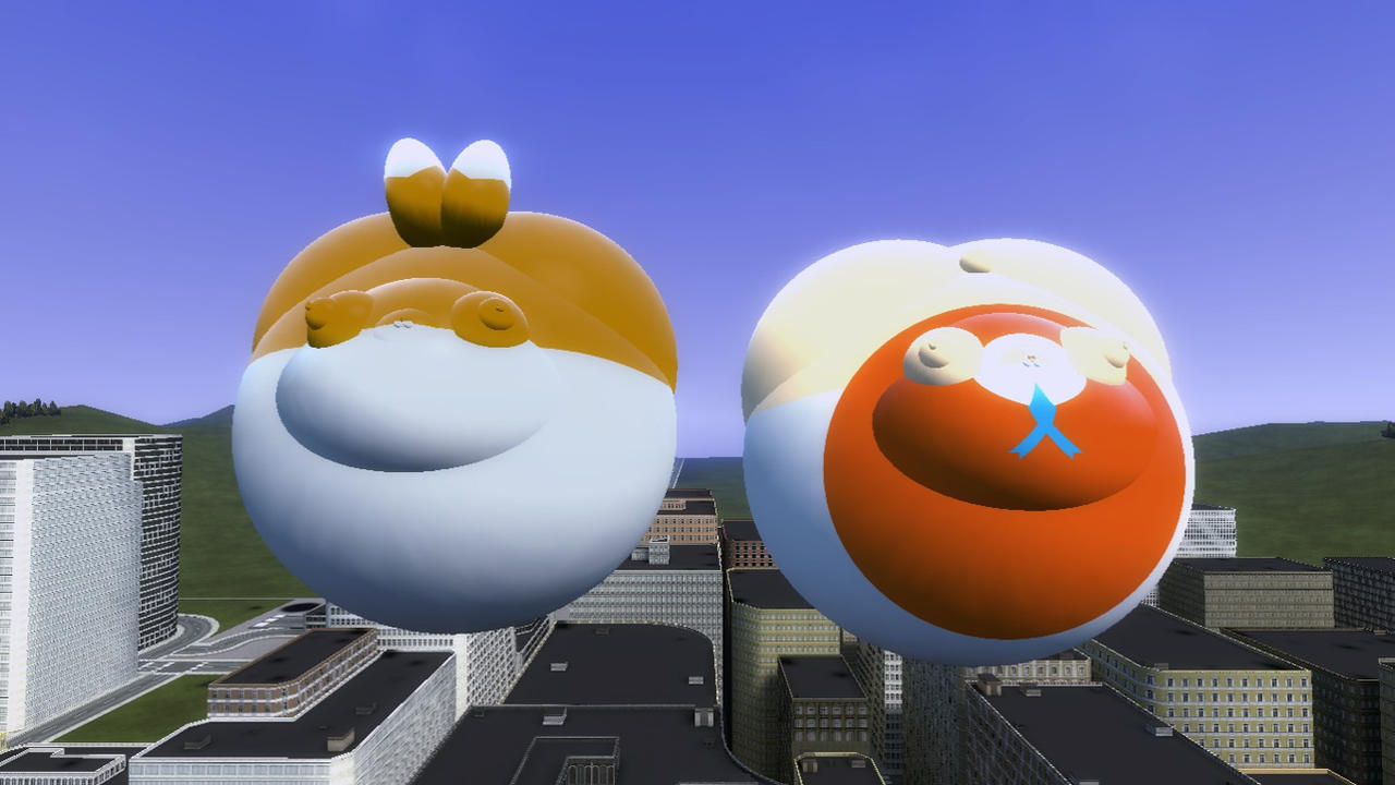 Inflated Cream and Tails Floating Above a City by epic1699 on DeviantArt