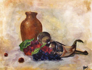 Horn and grapes