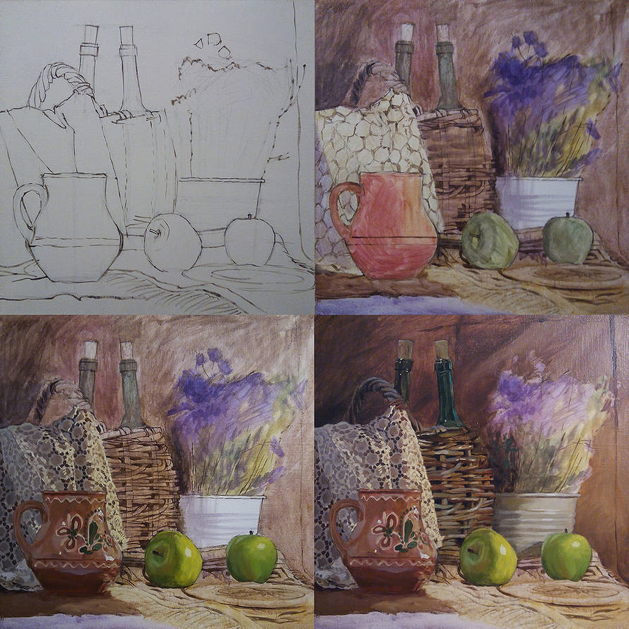Still life with the basil. Process by AlexeyRudikov on DeviantArt
