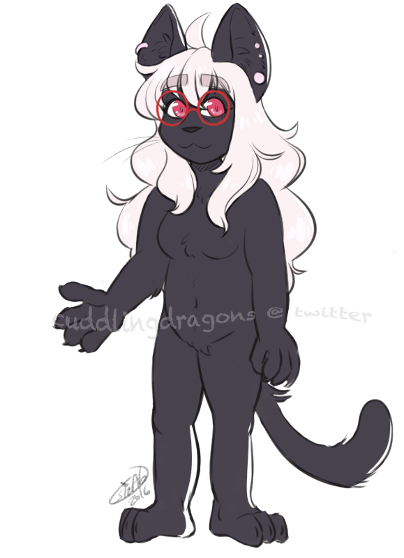 A anthropomorphic Furry Cat Girl Fursona With Black